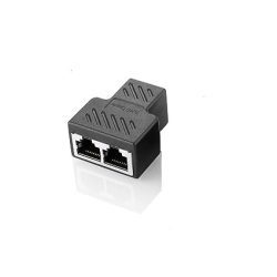 W1 RJ45 Splitter Connectors Adapter 1X2 Ethernet Splitter Coupler Double Socket Hub Interface For Personal Computer, Laptop (Black)