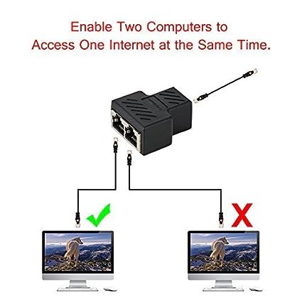RJ45 Splitter Connectors Adapter 1X2 Ethernet Splitter Coupler Double Socket Hub Interface For Personal Computer, Laptop (Black) - Image 2