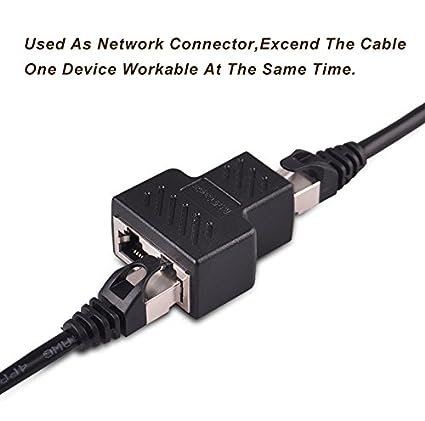 RJ45 Splitter Connectors Adapter 1X2 Ethernet Splitter Coupler Double Socket Hub Interface For Personal Computer, Laptop (Black) - Image 3
