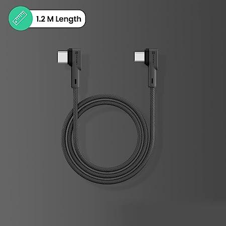 Portronics Konnect L 60W PD Type C to Type C Mobile Charging Cable, 1.2M, Fast Data Sync, Tangle Resistant, TPE+Nylon Braided (Grey) - Image 3