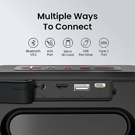 Portronics Pixel 3 10W Portable Wireless Bluetooth Speaker, Upto 7Hour Playtime, TWS Connectivity,(Black) - Image 4