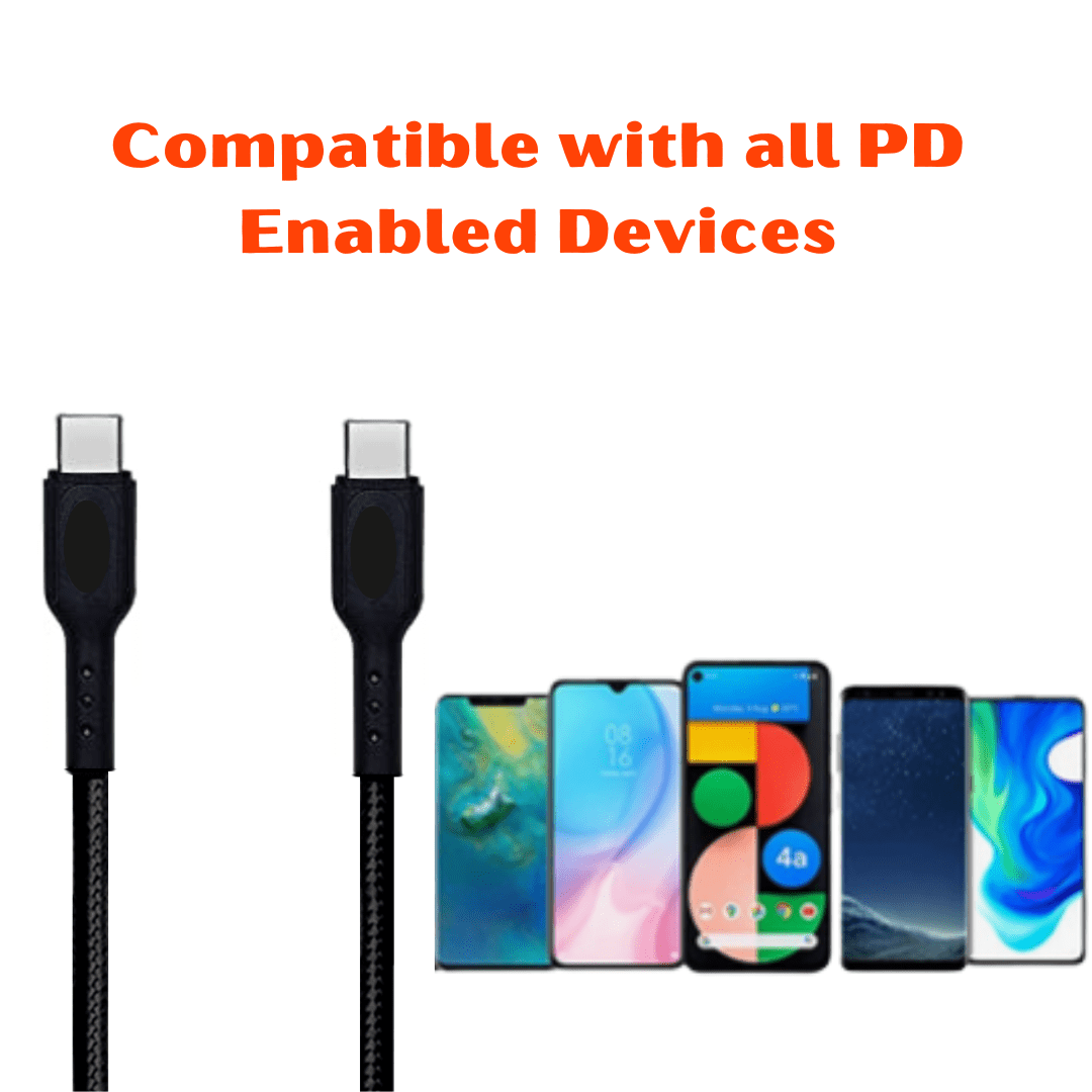 Champion Type-C to C 35W PD Data Sync & Fast Charging Cable Braided for Compatible with Mobiles Phones, Tablets, Power Banks & Type-C Devices (Black) - Image 4