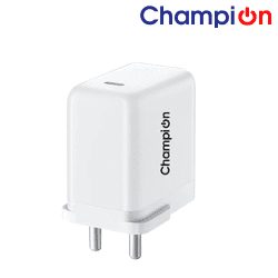 Ads Data Cable (15) Champion 25W 5V/4A Type-C PD Fast Charger for iPhones & Android Devices (White)
