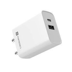 W1 Portronics Adapto 70 33W Adapter, Supports PPS Charging Via Type C & Fast Charging Compatible with iPhone, Android (White)