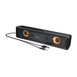 W1 Portronics in Tune 3 6W Portable USB Wired Soundbar with Multicolor LED Light Speaker for PC, Desktop and Laptop, 3.5mm Audio Jack (Black)