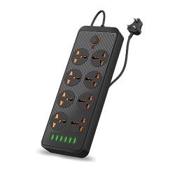 W1 Portronics Power Plate 7 with 6 USB Port + 8 Power Sockets Extension Board Multi Plug with 2500W,2.1A USB Output 3M(Black)
