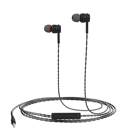 Portronics Conch Gama in-Ear Wired Earphone, 1.2m Tangle Free Cable, in-Line Mic, Noise Isolation 3.5mm Aux Port and High Bass (Black)
