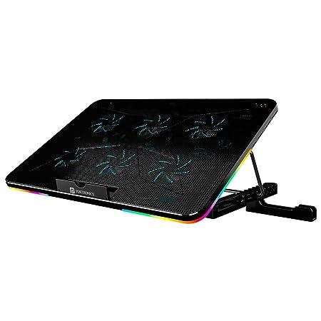 Portronics My Buddy Air Cooling Pad Laptop Stand with 6 Cooling Fans, RGB Lights, 7 Adjustable Heights, Mobile Stand for Upto 43.18cm (17 Inches) Laptop, Black