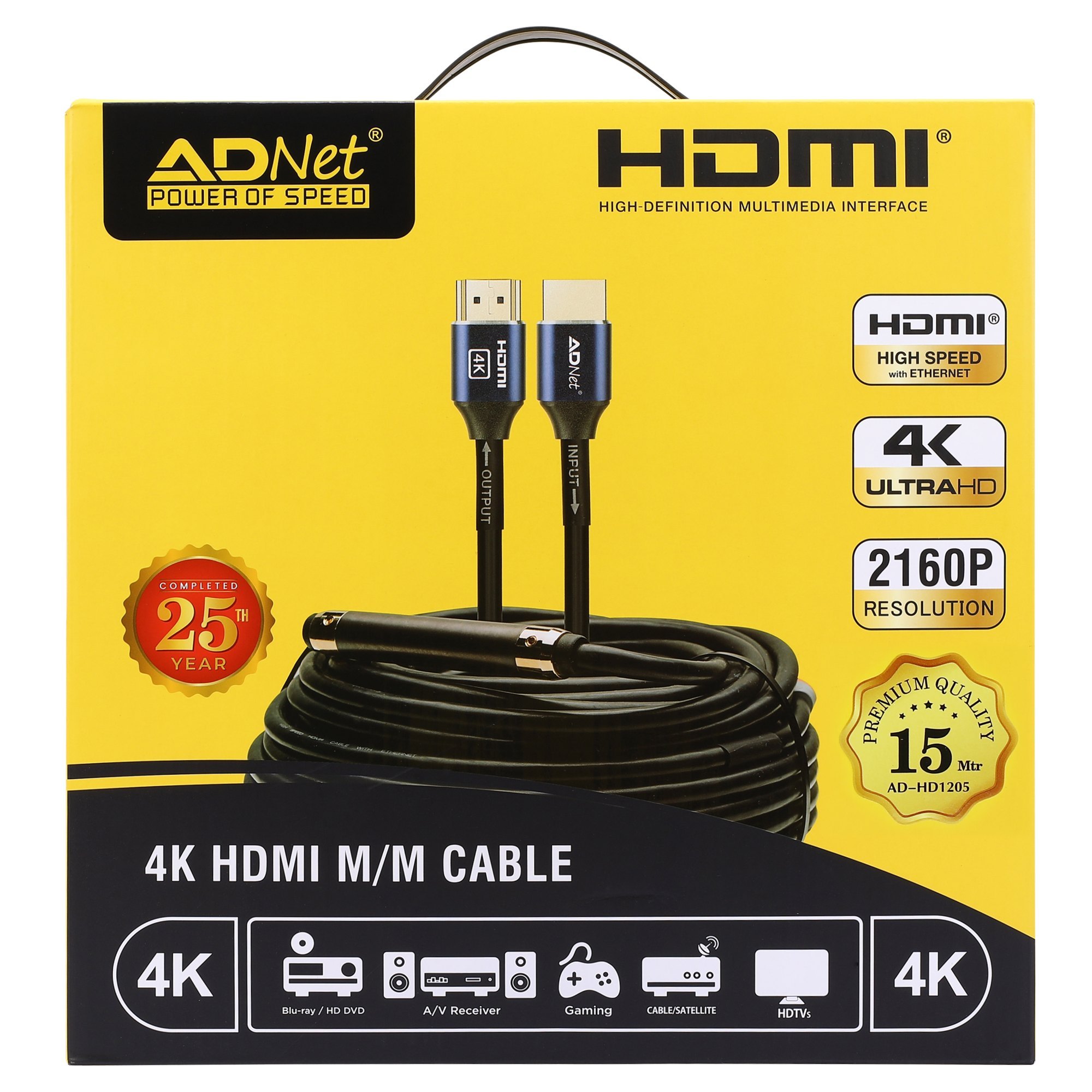HDMI Male to HDMI Male 4K Cable, 2.0 High-Speed, Supports 3D, 2160p, 1080p, HDR, & Audio Return, Compatible with TV, PC, Monitor, Projector (Blue)-1.5m - Image 3
