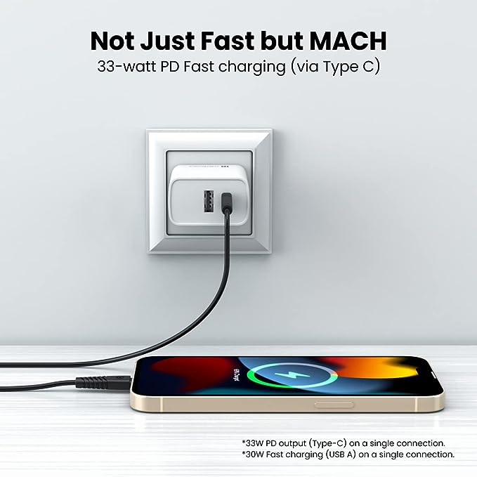 Portronics Adapto 70 33W Adapter, Supports PPS Charging Via Type C & Fast Charging Compatible with iPhone, Android (White) - Image 4