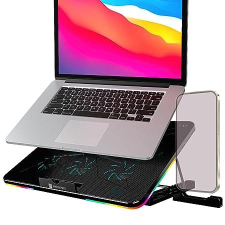 Portronics My Buddy Air Cooling Pad Laptop Stand with 6 Cooling Fans, RGB Lights, 7 Adjustable Heights, Mobile Stand for Upto 43.18cm (17 Inches) Laptop, Black - Image 5