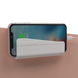 W2 Portronics Modesk 101 Wall Hanging Mobile Holder Wall Mount with Adhesive Strips, Charging Holder (White)