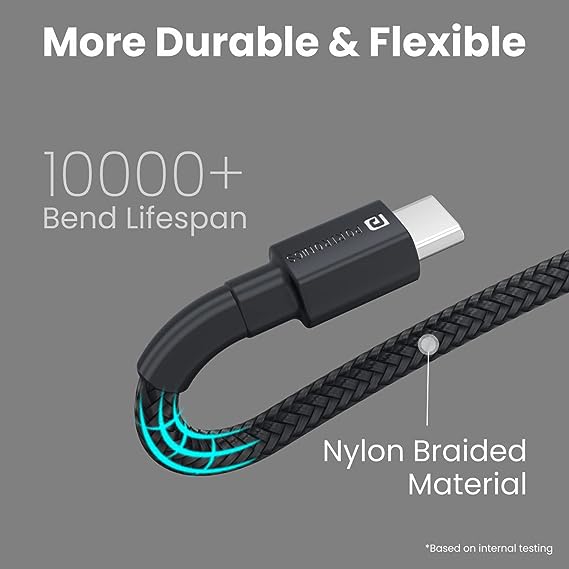 Portronics Konnect B Type C Cable with 3.0A Output, Nylon Braided, Fast Data Sync, Tangle Resistant 1M - Image 5
