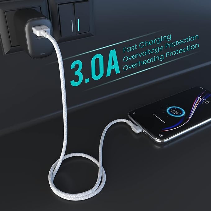 Portronics Konnect L 1.2M Fast Charging 3A Micro USB Cable with Charge & Sync Function (White) - Image 5