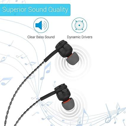 Portronics Conch Gama in-Ear Wired Earphone, 1.2m Tangle Free Cable, in-Line Mic, Noise Isolation 3.5mm Aux Port and High Bass (Black) - Image 5