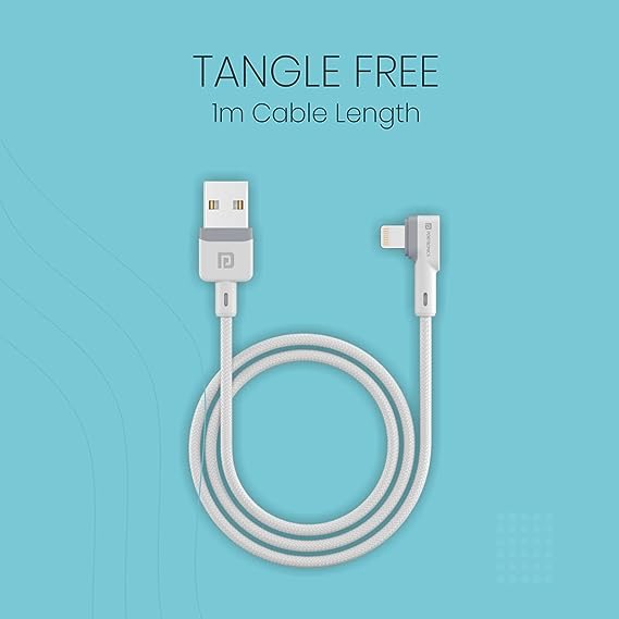 Portronics Konnect L 1.2M POR-1401 Fast Charging 3A 8 Pin USB Cable with Charge & Sync Function (White) - Image 2