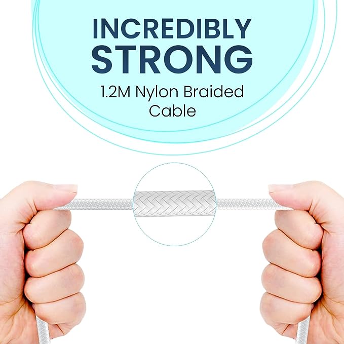 Portronics Konnect L 1.2M Fast Charging 3A Micro USB Cable with Charge & Sync Function (White) - Image 2