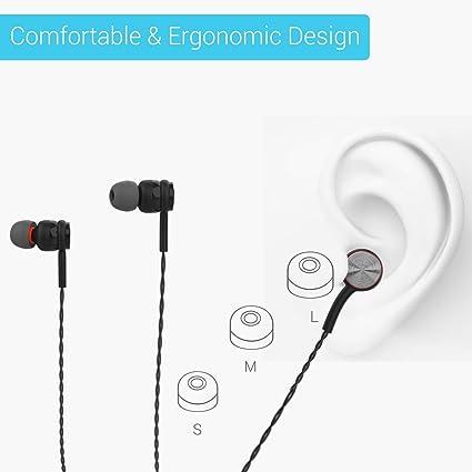 Portronics Conch Gama in-Ear Wired Earphone, 1.2m Tangle Free Cable, in-Line Mic, Noise Isolation 3.5mm Aux Port and High Bass (Black) - Image 3