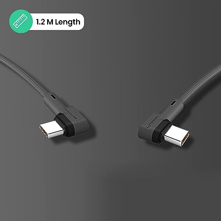 Portronics Konnect L 60W PD Type C to Type C Mobile Charging Cable, 1.2M, Fast Data Sync, Tangle Resistant, TPE+Nylon Braided (Grey) - Image 4