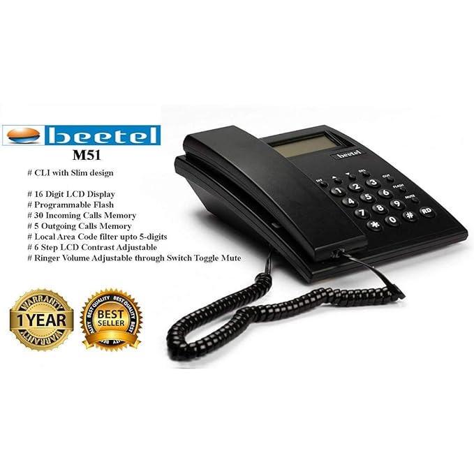 Beetel M51 Corded Landline Phone (Black) - Image 4