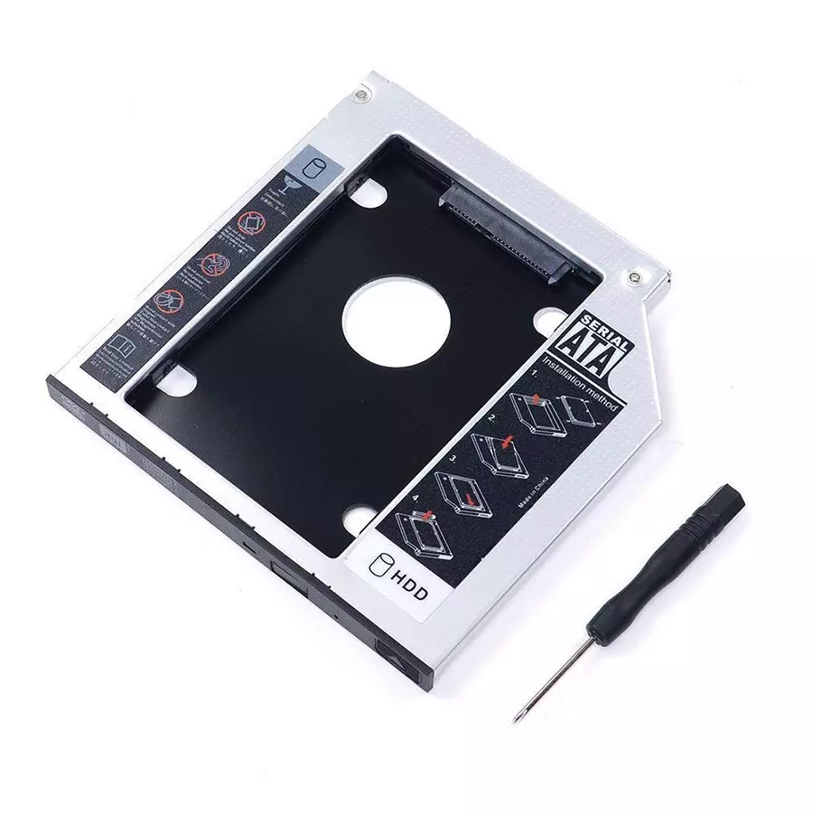 HDD/SSD Caddy 9.5mm – 2nd SATA Hard Drive Tray for Laptop CD/DVD Slot (SATA III) - Image 2