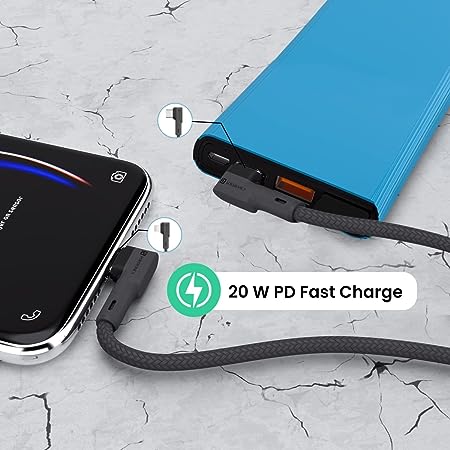 Portronics Konnect L 20W PD Quick Charge Type-C to 8-Pin USB Mobile Charging Cable, 1.2M, Tangle Resistant, Fast Data Sync (Grey) - Image 4