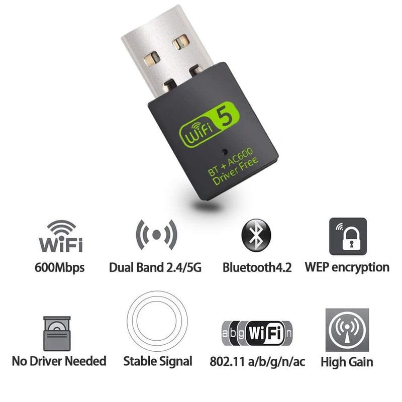 USB WIFI + Bluetooth 5.0 Adapter With Window 7/8/8.1/10/XP/Mac (AD-UW-0213 AC600) - Image 3