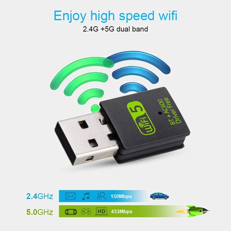 USB WIFI + Bluetooth 5.0 Adapter With Window 7/8/8.1/10/XP/Mac (AD-UW-0213 AC600) - Image 2