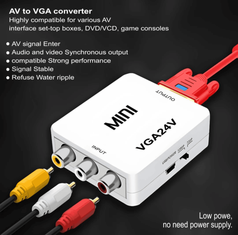VGA to AV Converter Adapter With Audio 1080P Quality (White) - Image 3