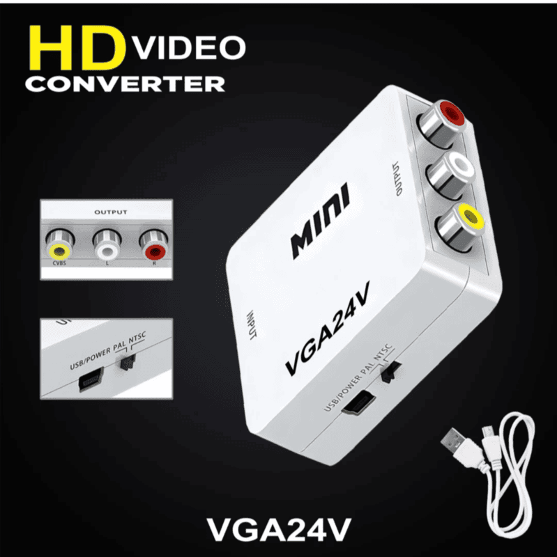 VGA to AV Converter Adapter With Audio 1080P Quality (White) - Image 4