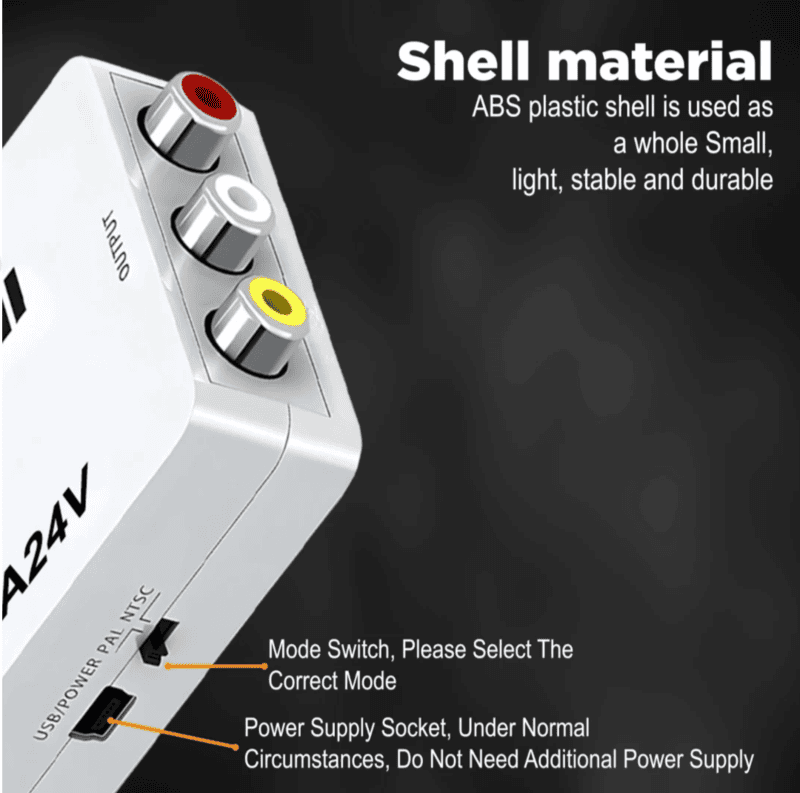 VGA to AV Converter Adapter With Audio 1080P Quality (White) - Image 2