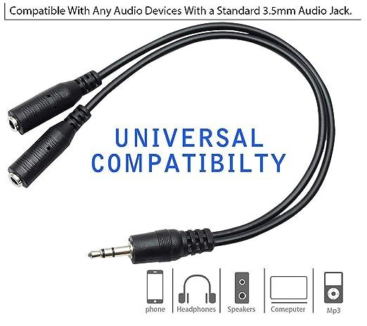 3.5mm Aux Jack 1 Male to 2 Female Stereo Headphone Earphone Jack Y Splitter Gold/Silver Plated Audio Jack Adapter Cable - Image 2