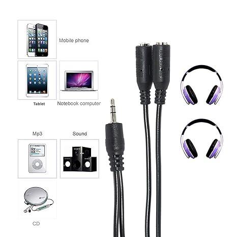 3.5mm Aux Jack 1 Male to 2 Female Stereo Headphone Earphone Jack Y Splitter Gold/Silver Plated Audio Jack Adapter Cable - Image 4