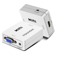 Front VGA to HDMI, Mini HD 1080P 3.5mm Audio VGA to HDMI HD HDTV Video Converter Box Adapter VGA2HDMI for PC Laptop Dispaly Projector