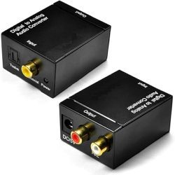 Front Digital to Analog Audio Converter SPDIF Optical Coax to Analog RCA 2.1 Stereo Audio Converter Adapter