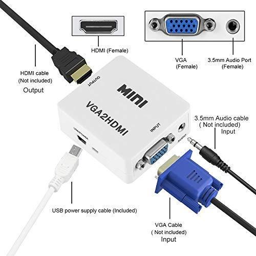 VGA to HDMI, Mini HD 1080P 3.5mm Audio VGA to HDMI HD HDTV Video Converter Box Adapter VGA2HDMI for PC Laptop Dispaly Projector - Image 5