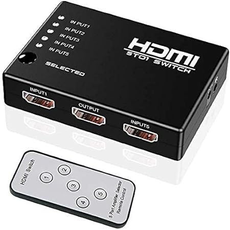 HDMI Switch 5X1 with Remote Control for UHD 4K Support, Full HD 1080P, 3D, Switch Splitter with Remote Control, HD Audio,5 in & 1 Out - Image 3