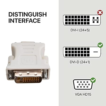 DVI 24 +1 Pin DVI to VGA Male to Female Video Converter Adapter Compatible with PC Laptop for Graphics Cards, Computer, HDTV, Monitor - Image 3