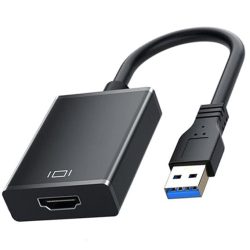W1 USB to HDMI Adapter, USB 3.0 to HDMI Cable Multi-Display Video Converter- PC Laptop, Desktop, Windows 7 8 10 (Black/Silver)