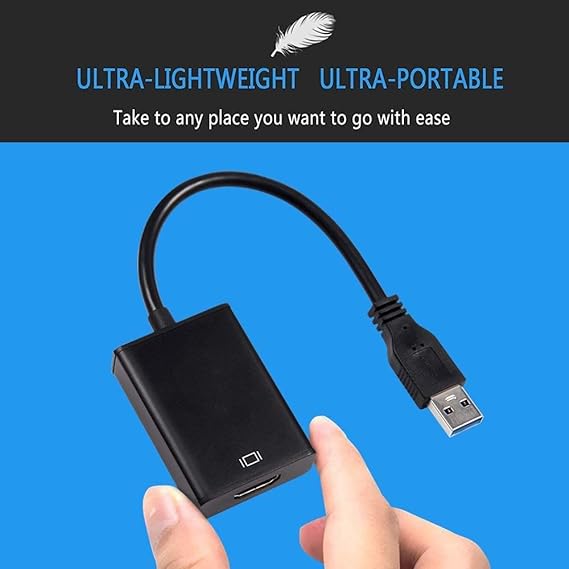 USB to HDMI Adapter, USB 3.0 to HDMI Cable Multi-Display Video Converter- PC Laptop, Desktop, Windows 7 8 10 (Black/Silver) - Image 2