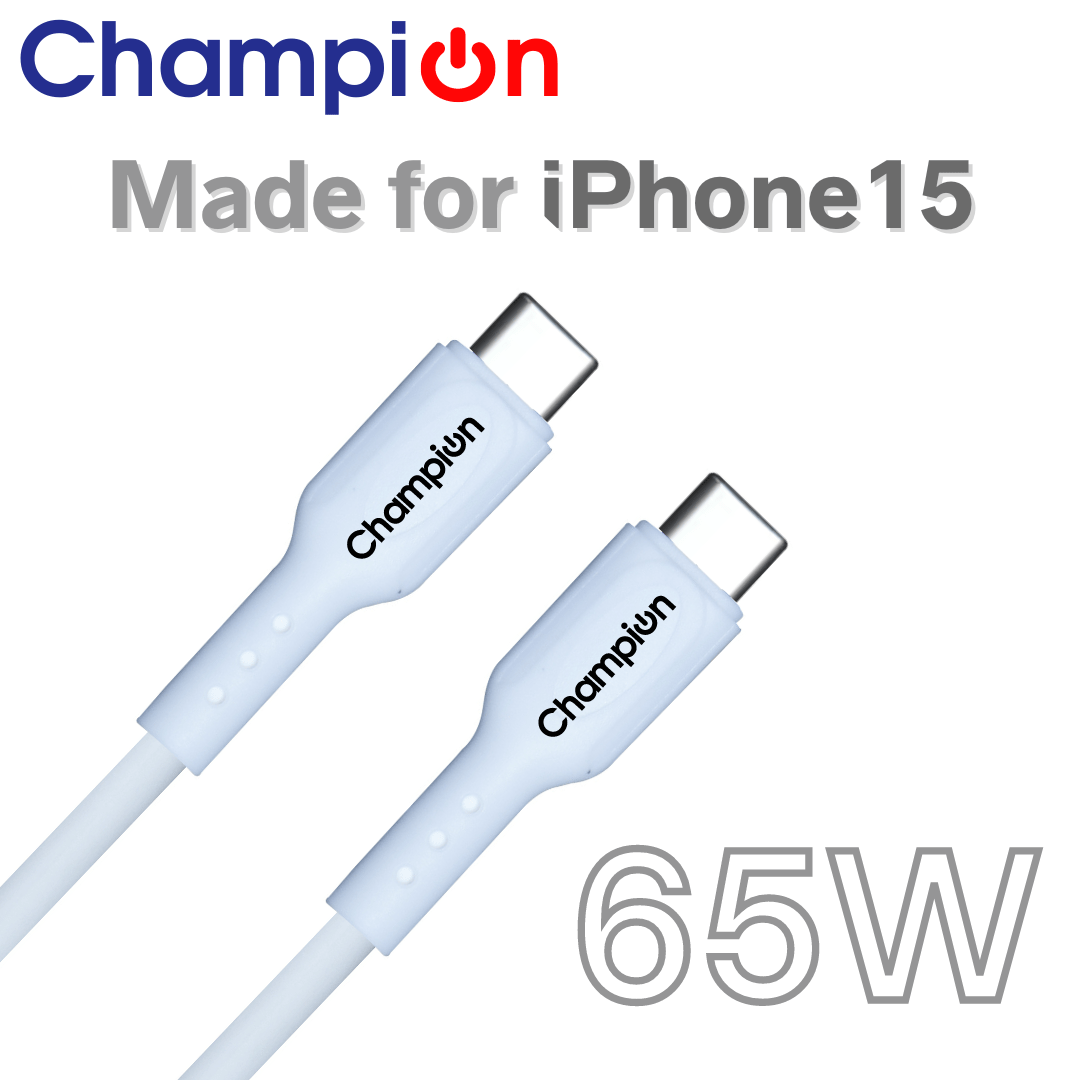Champion SuperVOOC Type-C to C 65W Data Sync & Charging Cable PVC for all Apple & Type-C Port Devices (White) - Image 5