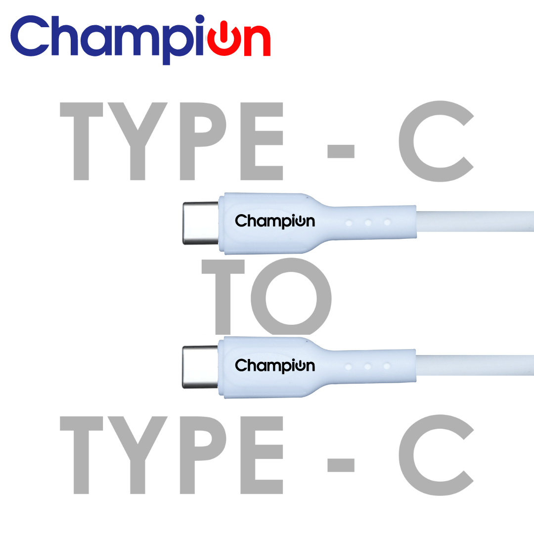 Champion SuperVOOC Type-C to C 65W Data Sync & Charging Cable PVC for all Apple & Type-C Port Devices (White) - Image 3