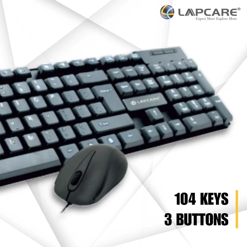 Lapcare E9 Wired Combo-Wired Keyboard and Mouse Set-USB, Ergonomic Design- Black - Image 2
