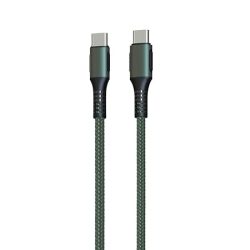 Front Portronics Konnect C Square 18W Type c to c ,3A Quick Charge Support, Nylon Braided,1.2M (Green)