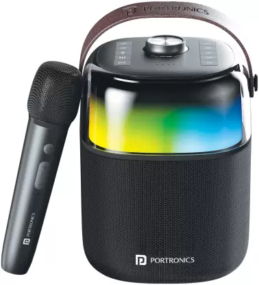 Portronics Dash 4 50W Bluetooth Speaker with Wireless Karaoke Mic, 6Hrs Playtime, HD Sound 50 W Bluetooth Speaker (Black, Stereo Channel)