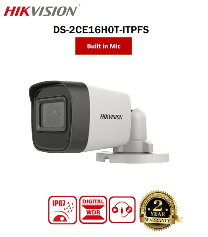 HIKVISION DS-2CE16H0T-ITPFS 5MP with in-Built Mic Bullet CCTV Camera (White) - Image 4