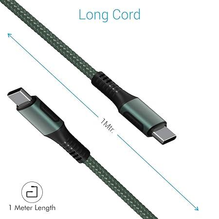 Portronics Konnect C Square 18W Type c to c ,3A Quick Charge Support, Nylon Braided,1.2M (Green) - Image 5