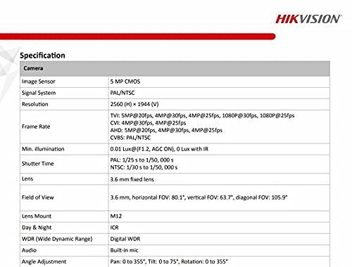 HIKVISION DS-2CE16H0T-ITPFS 5MP with in-Built Mic Bullet CCTV Camera (White) - Image 3