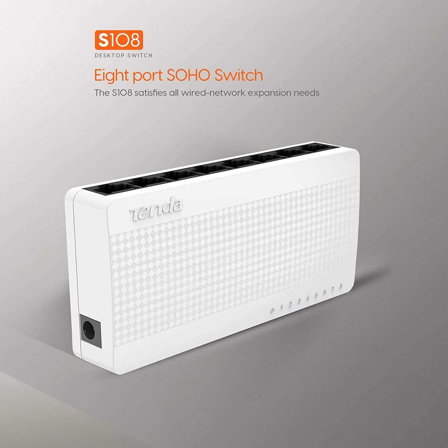Tenda S108 8-Port Mini Fast Ethernet Switch (White) - Image 3