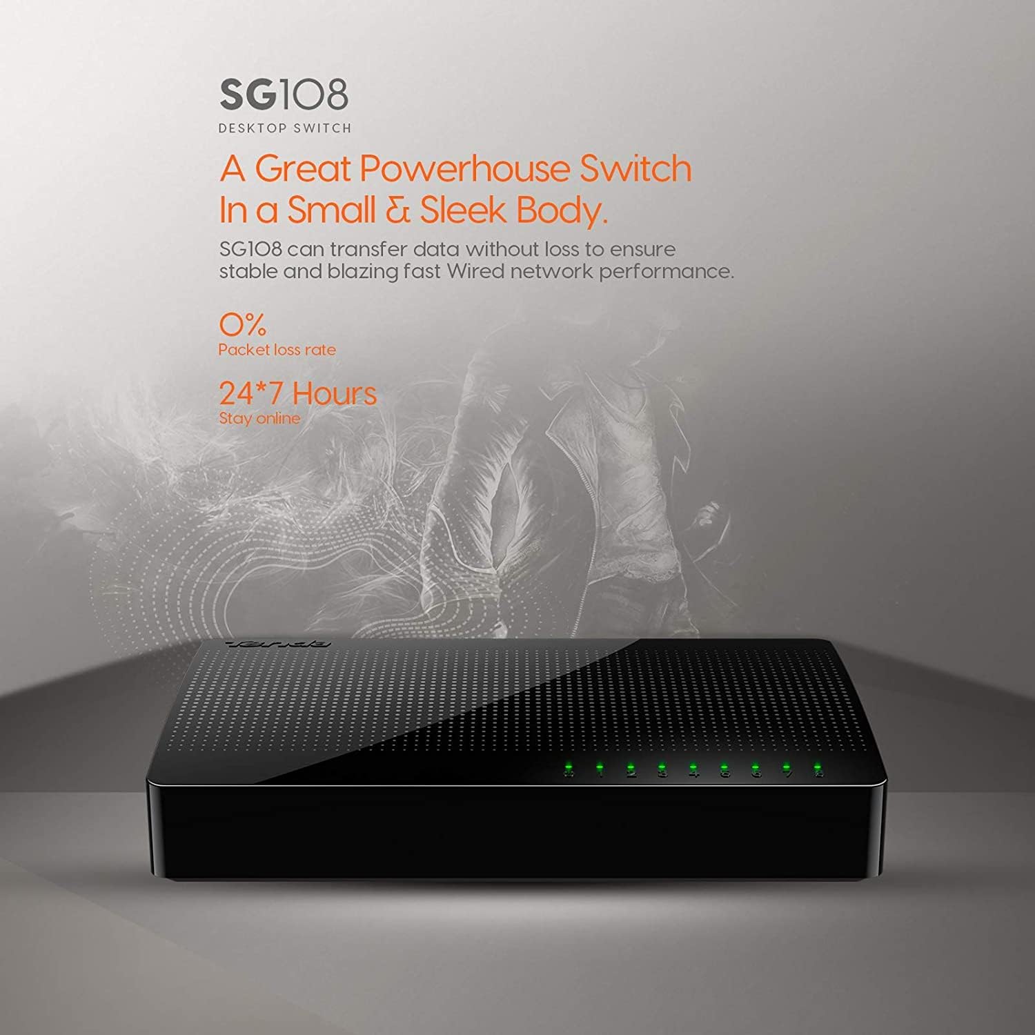 Tenda SG108 8-Port Gigabit Desktop Switch -Black - Image 3